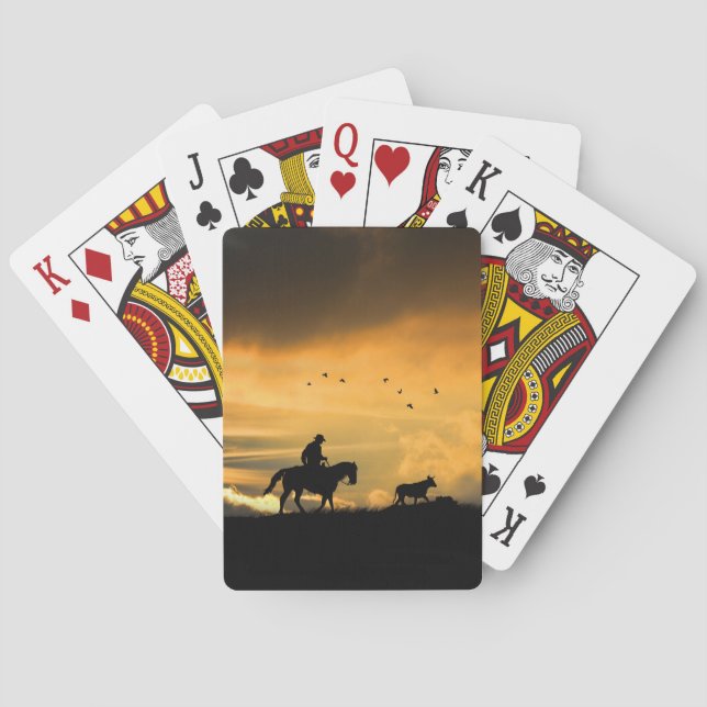 Country Western Cowboy Horse and Steer Poker Cards (Back)