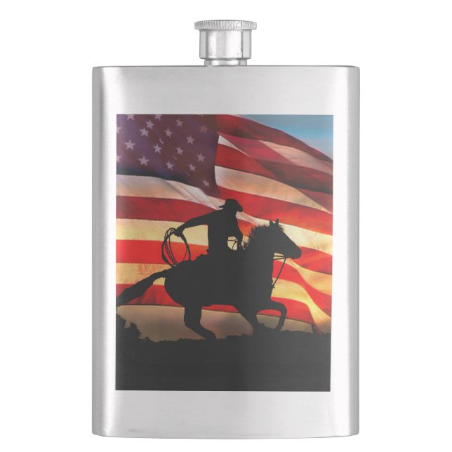 Country Western Cowboy Horseback Riding Flask (Front)