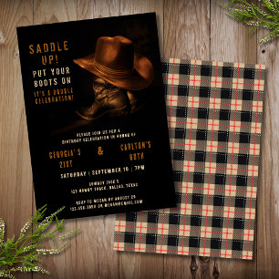 Country Western Cowboy Joint Birthday Invitation