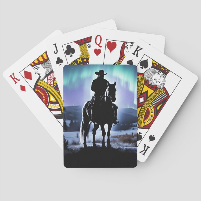 Country Western Cowboy Northern Lights Poker Cards (Back)