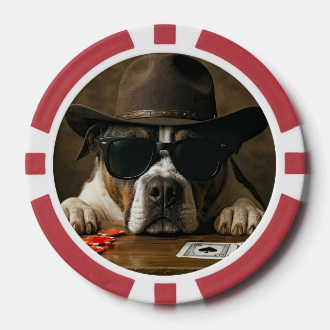 Country Western Cowboy Pitbull Poker Chips (Front)