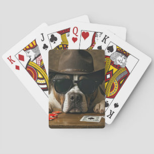 Country Western Cowboy Pitbull Poker Poker Cards