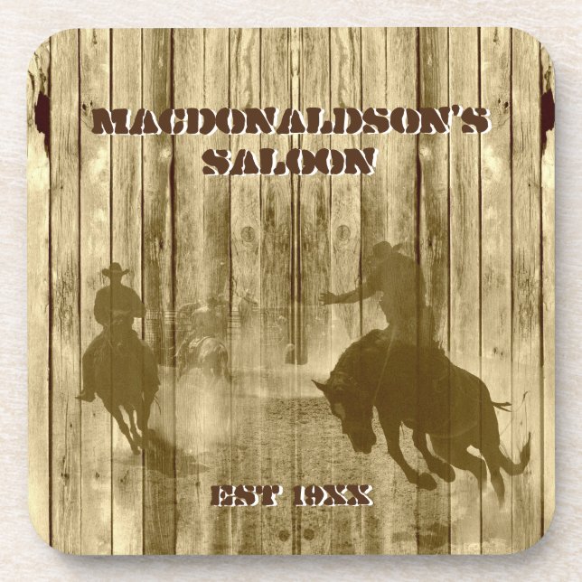 Country western  cowboy ranch themed beverage coaster (Front)