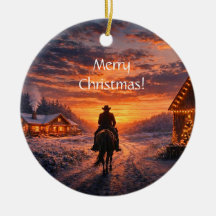 Country Western Cowboy Riding Barn Christmas