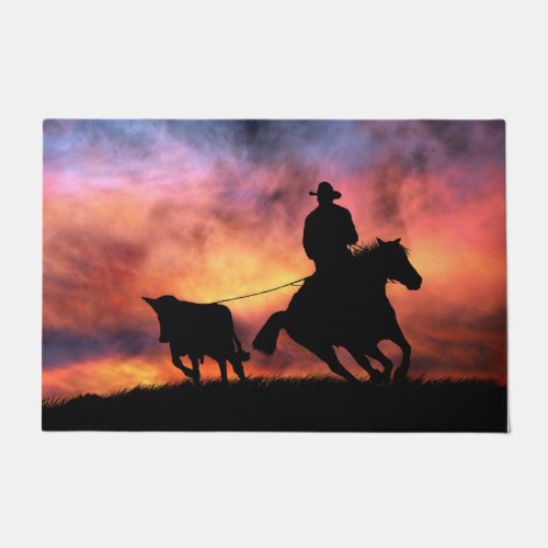 Country Western Cowboy Roping Doormat