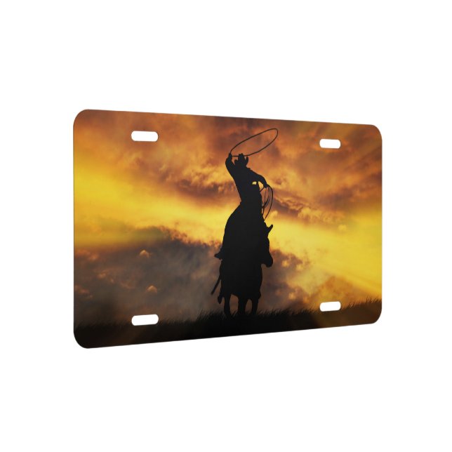 Country Western Cowboy Roping License Plate (Right)