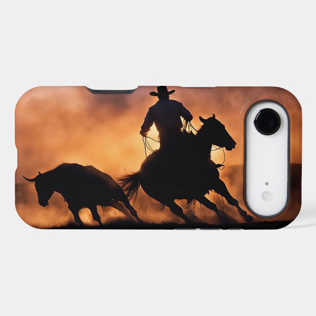 Country Western Cowboy Roping Steer Bull Case-Mate iPhone Case (Back (Horizontal))