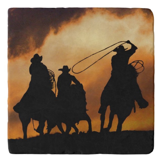 Country Western Cowboy Roping Trivet (Front)