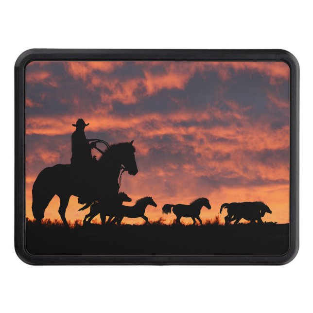 Country Western Cowboy Roundup Horses Hitch Cover (Front)