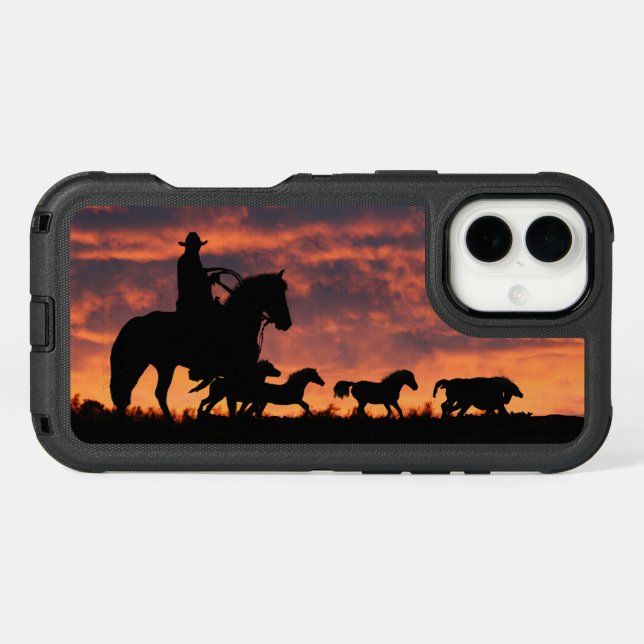 Country Western Cowboy Roundup Wild Horses Otterbox iPhone Case (Back Horizontal)
