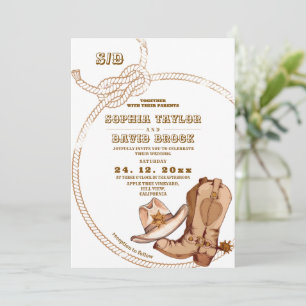Country Western Cowboy Rustic Wedding  Invitation