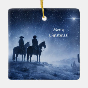 Country Western Cowboy Soutwestern Desert Xmas Ceramic Ornament