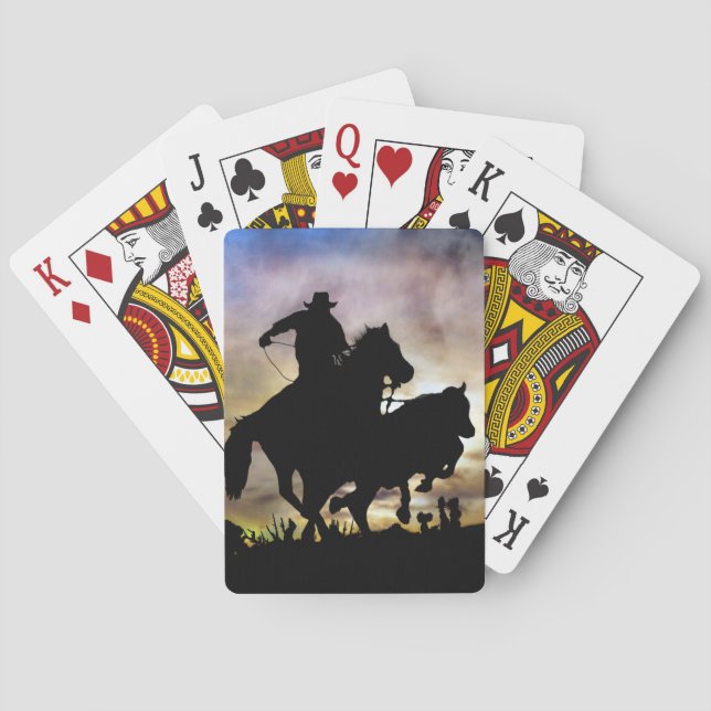 Country Western Cowboy Steer Roping Rodeo Poker Cards (Back)