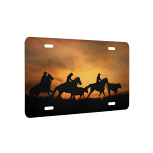 Country Western Cowboy Steer Roundup License Plate
