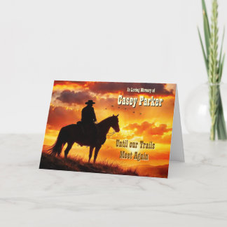 Country Western Cowboy Sympathy Personalized Card