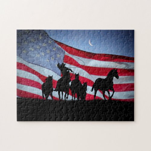 Country Western Cowboy Wild Horses American Jigsaw Puzzle