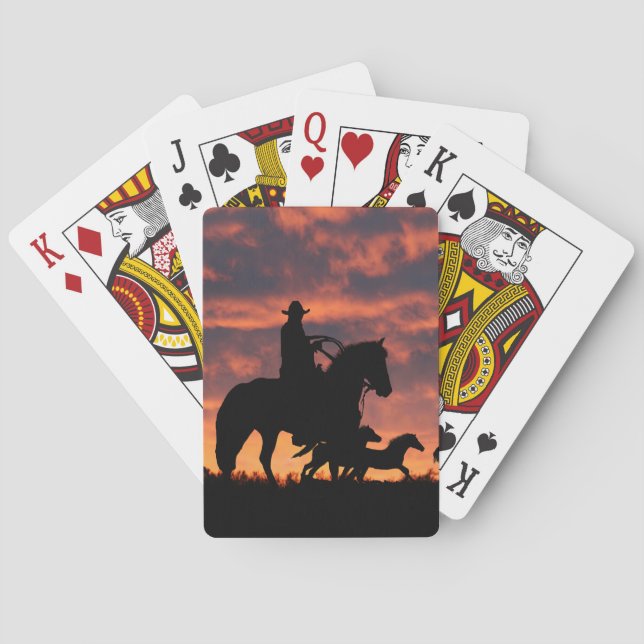 Country Western Cowboy Wild Horses Poker Cards (Back)