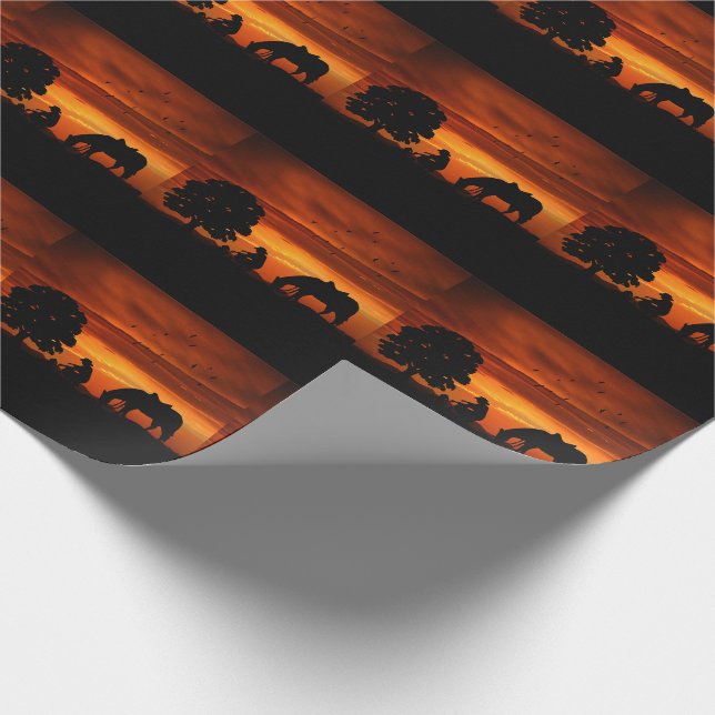 Country Western Cowboy with Horse and Sunset Wrapping Paper (Corner)