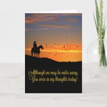 Country Western Cowboy You Are in My Thoughts Card