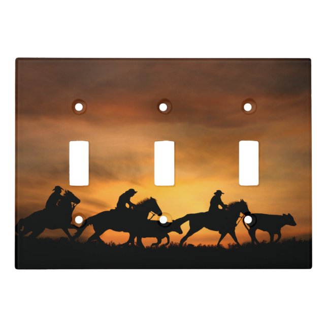 Country Western Cowboys Cattle Drive Light Switch Cover (Front)