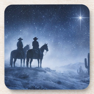 Country Western Cowboys Southwestern Chritmas Beverage Coaster