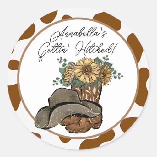 Country Western Cowgirl Bachelorette Party Classic Round Sticker