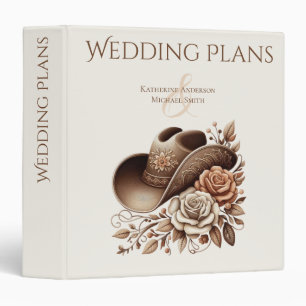 Country Western Cowgirl Hat with Flowers 3 Ring Binder
