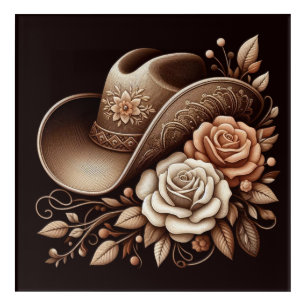 Country Western Cowgirl Hat with Flowers Acrylic Print