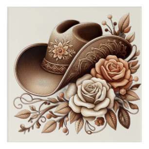 Country Western Cowgirl Hat with Flowers Acrylic Print