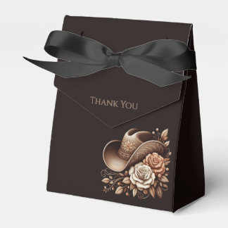 Country Western Cowgirl Hat with Flowers  Favor Boxes