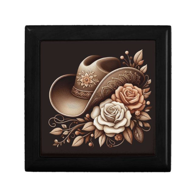 Country Western Cowgirl Hat with Flowers Gift Box (Front)