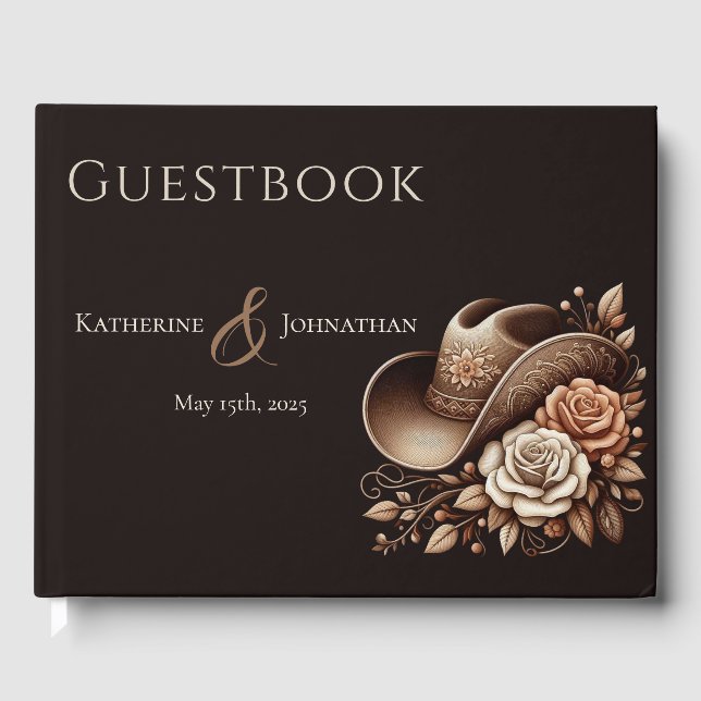 Country Western Cowgirl Hat with Flowers Guest Book (Front)
