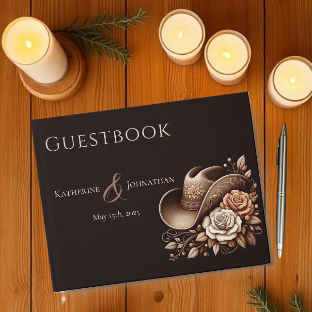 Country Western Cowgirl Hat with Flowers Guest Book (Country Western Cowgirl Hat with Flowers Guest Book )