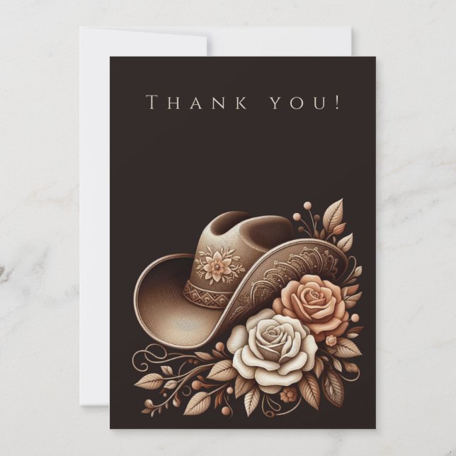 Country Western Cowgirl Hat with Flowers Invitation (Back)