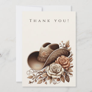 Country Western Cowgirl Hat with Flowers Invitation
