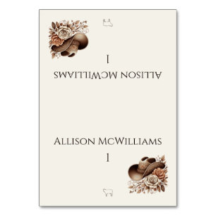 Country Western Cowgirl Hat with Flowers-Meat icon Table Number