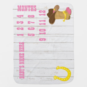 Country Western Cowgirl Milestone Baby Blanket