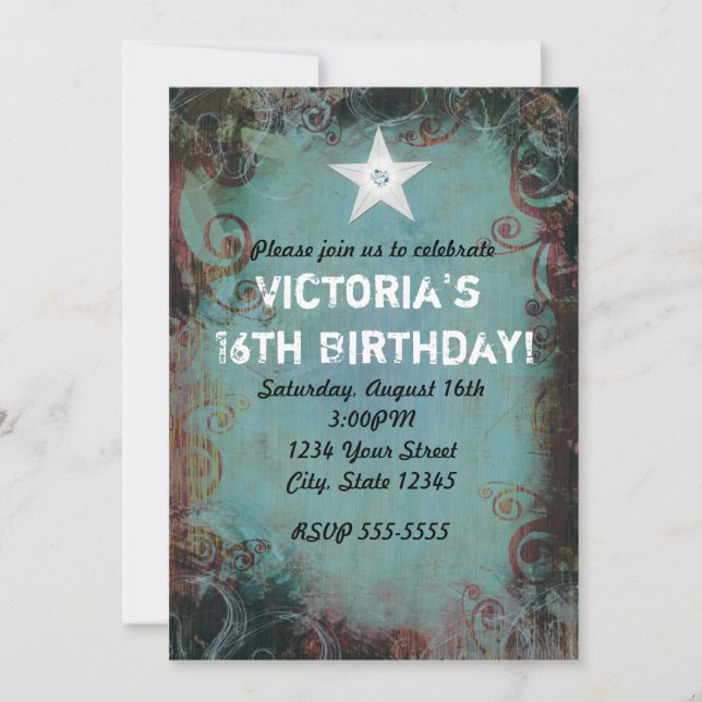 Country Western Cowgirl Sweet 16 Invitation (Front)