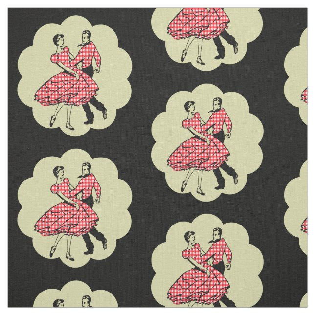Country Western Dance Couple Square Dance ANY COLO Fabric (Swatch)