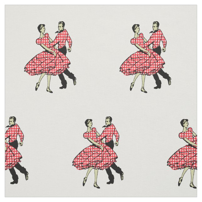 Country Western Dance Couple Square Dance ANY COLO Fabric (Swatch)