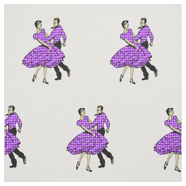 Country Western Dance Couple Square Dance ANY COLO Fabric (Swatch)
