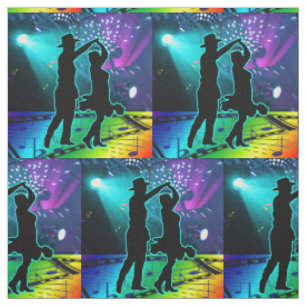 Country Western  Dancer  Stage Lights And Music #7 Fabric