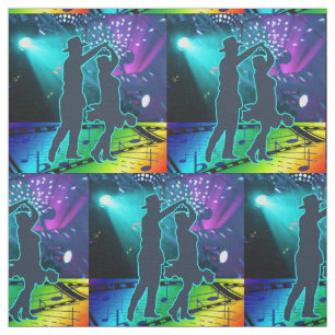 Country Western Dancer Stage Lights And Music Fabric
