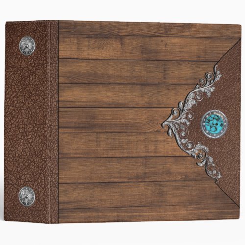 Country Western Designer Binder Wood  Leather