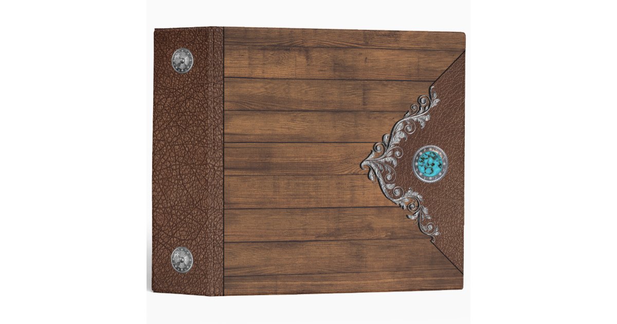 Country Western Designer Binder Wood & Leather Zazzle