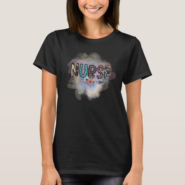 Country Western Floral Nurse T-Shirt (Front)