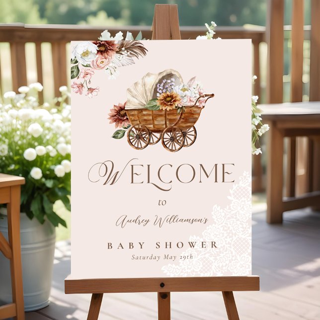 Country Western Floral Wagon Welcome Baby Shower Foam Board (Country Western Floral Wagon Welcome Baby Shower Foam Board)