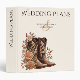 Country Western Flowers with Cowboy Boots 3 Ring Binder