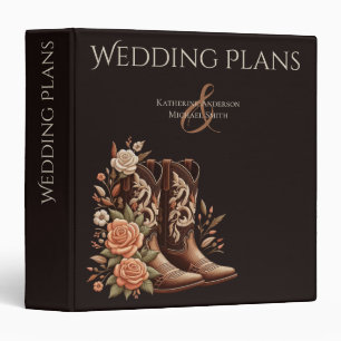 Country Western Flowers with Cowboy Boots 3 Ring Binder