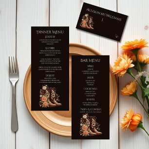 Country Western Flowers with Cowboy Boots Pork Table Number